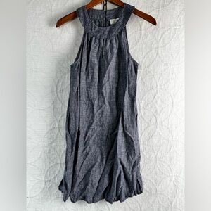 St Tropez West 100 Linen Trapeze Swing Tent Dress Womens Small Blue Sleeveless